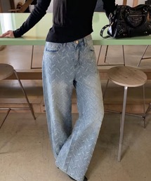 ワイドジャガードデニムパンツ