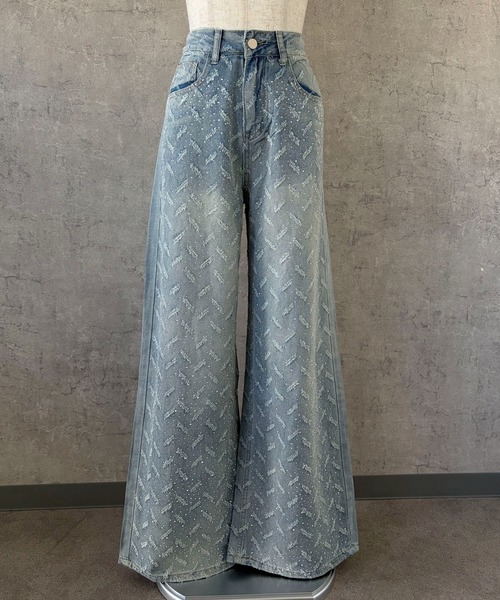 AVYL(アヴィル)の「ワイドジャガードデニムパンツ(デニムパンツ・レディース・サックスブルー・L/M/S)」の5枚目の写真