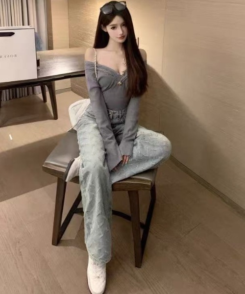 AVYL(アヴィル)の「ワイドジャガードデニムパンツ(デニムパンツ・レディース・サックスブルー・L/M/S)」の12枚目の写真
