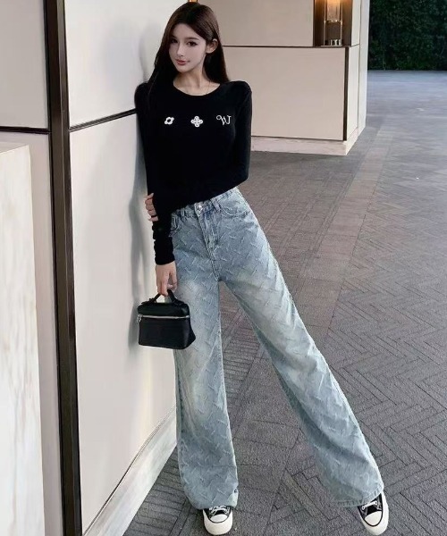 AVYL(アヴィル)の「ワイドジャガードデニムパンツ(デニムパンツ・レディース・サックスブルー・L/M/S)」の11枚目の写真
