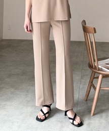 ストレッチ センターピンタック ロング ポンチフレアパンツ