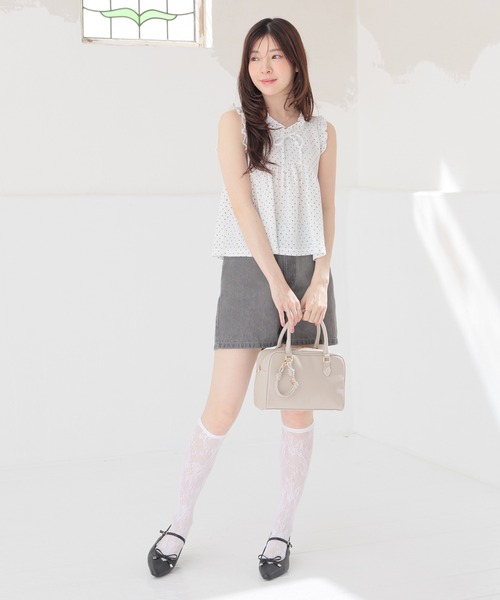Honeys(ハニーズ)の「フリル使いトップス(Tシャツ/カットソー・レディース・ホワイト系その他2/ピンク系その他2/アイボリー系1/ブラック系その他2・L/S/M/LL)」の5枚目の写真