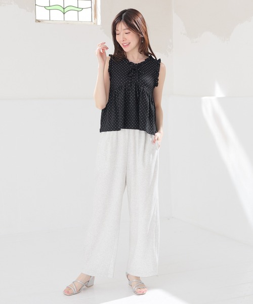 Honeys(ハニーズ)の「フリル使いトップス(Tシャツ/カットソー・レディース・ホワイト系その他2/ピンク系その他2/アイボリー系1/ブラック系その他2・L/S/M/LL)」の8枚目の写真