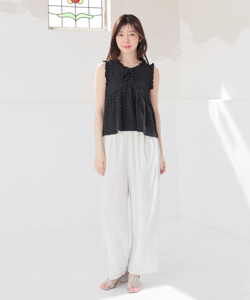 Honeys(ハニーズ)の「フリル使いトップス(Tシャツ/カットソー・レディース・ホワイト系その他2/ピンク系その他2/アイボリー系1/ブラック系その他2・L/S/M/LL)」の9枚目の写真