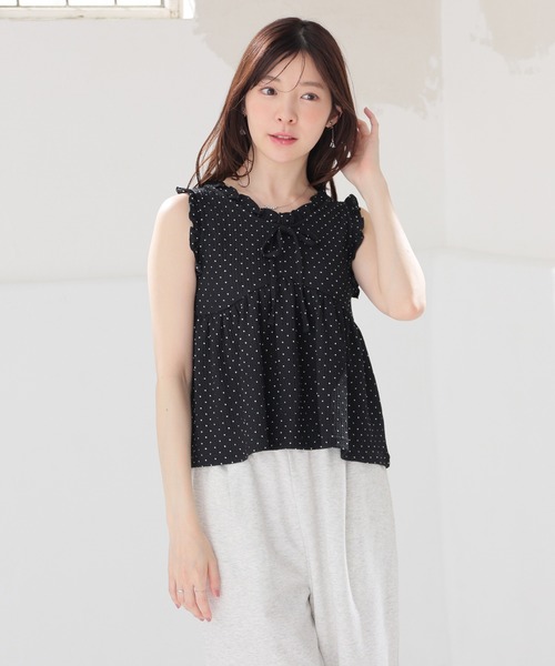 Honeys(ハニーズ)の「フリル使いトップス(Tシャツ/カットソー・レディース・ホワイト系その他2/ピンク系その他2/アイボリー系1/ブラック系その他2・L/S/M/LL)」の10枚目の写真