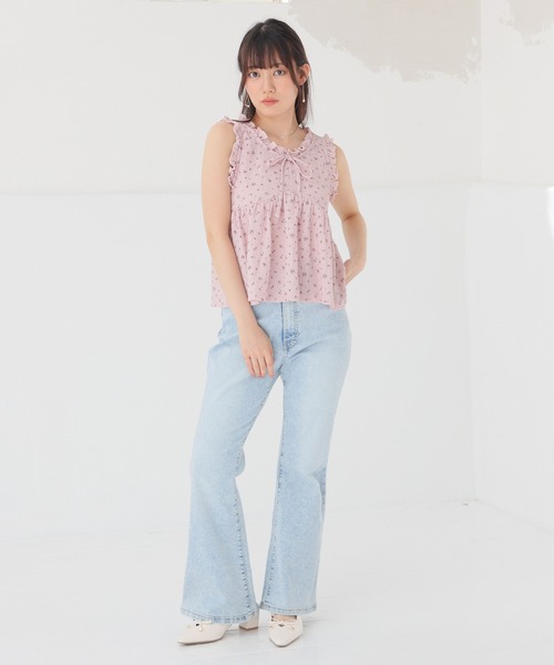 Honeys(ハニーズ)の「フリル使いトップス(Tシャツ/カットソー・レディース・ホワイト系その他2/ピンク系その他2/アイボリー系1/ブラック系その他2・L/S/M/LL)」の16枚目の写真