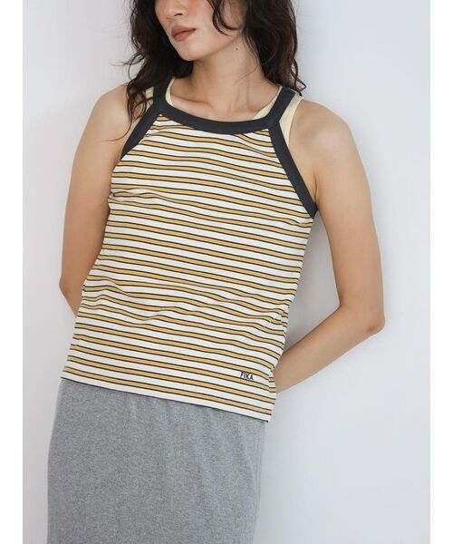 FIKA.（フィーカ）の「American sleeve border tank top（キャミソール・レディース・ブラック/グリーン系その他3/カーキ・FREE）」の10枚目の写真