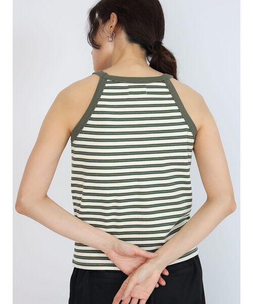 FIKA.（フィーカ）の「American sleeve border tank top（キャミソール・レディース・ブラック/グリーン系その他3/カーキ・FREE）」の7枚目の写真