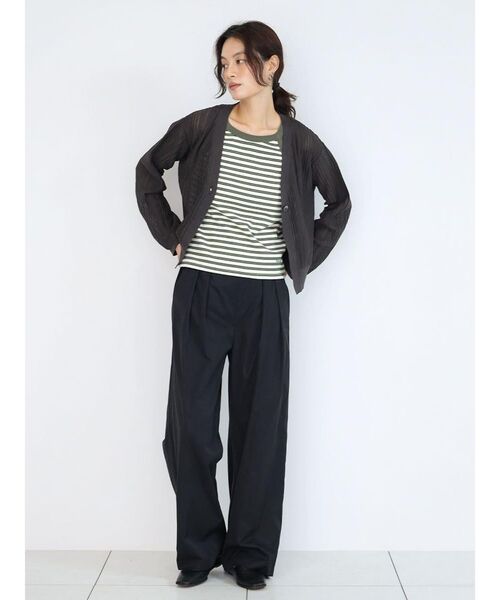 FIKA.（フィーカ）の「American sleeve border tank top（キャミソール・レディース・ブラック/グリーン系その他3/カーキ・FREE）」の9枚目の写真