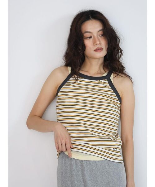 FIKA.（フィーカ）の「American sleeve border tank top（キャミソール・レディース・ブラック/グリーン系その他3/カーキ・FREE）」の14枚目の写真