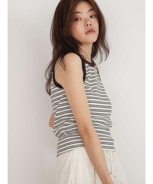 FIKA.（フィーカ）の「American sleeve border tank top（キャミソール・レディース・ブラック/グリーン系その他3/カーキ・FREE）」の20枚目の写真