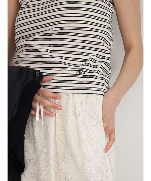 FIKA.（フィーカ）の「American sleeve border tank top（キャミソール・レディース・ブラック/グリーン系その他3/カーキ・FREE）」の21枚目の写真