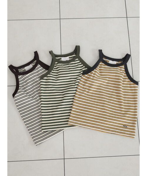 FIKA.（フィーカ）の「American sleeve border tank top（キャミソール・レディース・ブラック/グリーン系その他3/カーキ・FREE）」の22枚目の写真