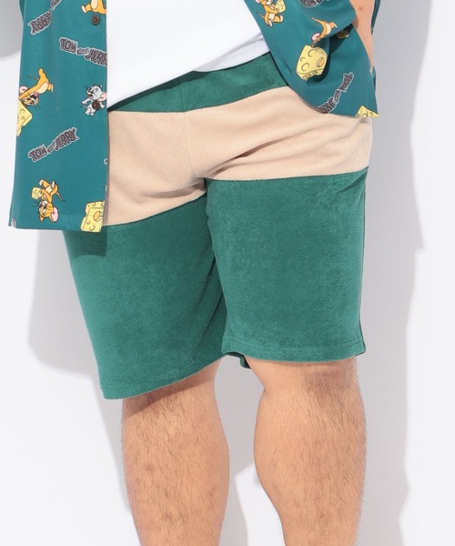 B&T CLUB(ビーティークラブ)の「ショート パンツ パイル ハーフパンツ 短パン メンズ 大きいサイズ ストレッチ 切替配色 パイルショーツ アウトドア レジャー 海 川 夏 B&T CLUB ビーアンドティークラブ(その他パンツ・メンズ・オレンジ/グレー/グリーン・X2(4L~5L)/X1(3L~4L)/X3(6L~7L)/X4(8L~9L))」の2枚目の写真