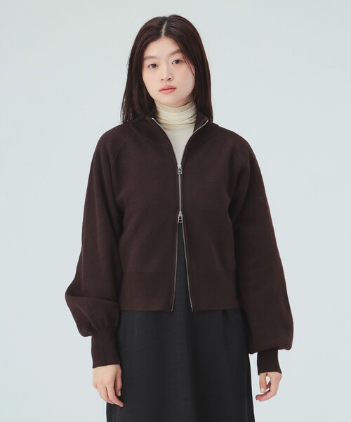 BEAMS HEART(ビームスハート)の「スウェットライク ニット ジップ カーディガン(ニット/セーター・レディース・ブラウン/ライトグレー/ホワイト系その他5・FREE)」の1枚目の写真