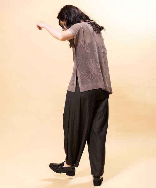 OSMOSIS（オズモーシス）の「ポロカラージャガードニットプルオーバー（ニット/セーター・レディース・ブラック/アイボリー/モカ・ONE SIZE）」の5枚目の写真