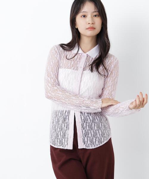 N.(N. Natural Beauty Basic)(エヌエヌナチュラルビューティーベーシック)の「シアーレースシャツ(シャツ/ブラウス・レディース・ブラック/オフホワイト/ラベンダー・フリ-)」の3枚目の写真