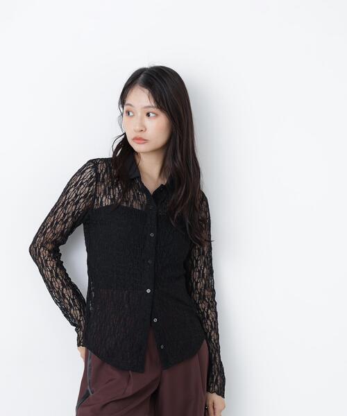 N.(N. Natural Beauty Basic)(エヌエヌナチュラルビューティーベーシック)の「シアーレースシャツ(シャツ/ブラウス・レディース・ブラック/オフホワイト/ラベンダー・フリ-)」の17枚目の写真