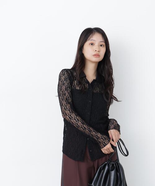 N.(N. Natural Beauty Basic)(エヌエヌナチュラルビューティーベーシック)の「シアーレースシャツ(シャツ/ブラウス・レディース・ブラック/オフホワイト/ラベンダー・フリ-)」の19枚目の写真