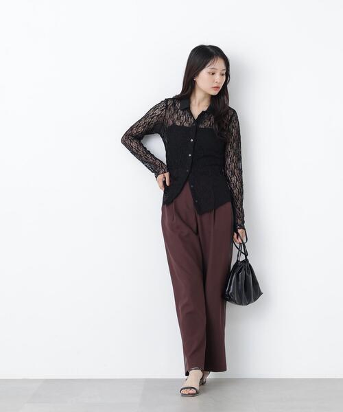 N.(N. Natural Beauty Basic)(エヌエヌナチュラルビューティーベーシック)の「シアーレースシャツ(シャツ/ブラウス・レディース・ブラック/オフホワイト/ラベンダー・フリ-)」の20枚目の写真