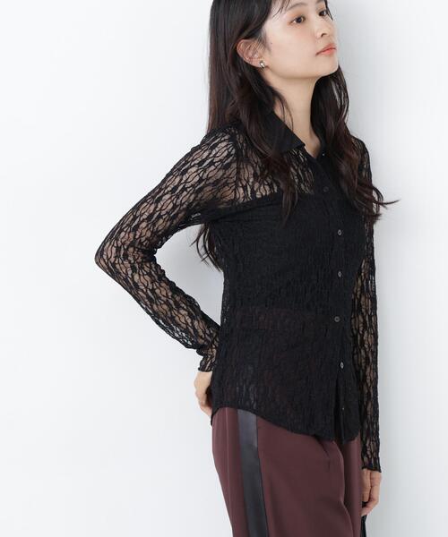 N.(N. Natural Beauty Basic)(エヌエヌナチュラルビューティーベーシック)の「シアーレースシャツ(シャツ/ブラウス・レディース・ブラック/オフホワイト/ラベンダー・フリ-)」の21枚目の写真