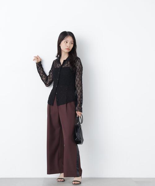 N.(N. Natural Beauty Basic)(エヌエヌナチュラルビューティーベーシック)の「シアーレースシャツ(シャツ/ブラウス・レディース・ブラック/オフホワイト/ラベンダー・フリ-)」の22枚目の写真