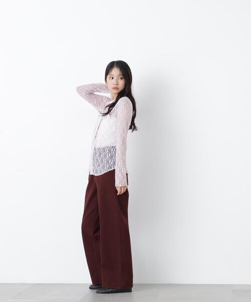 N.(N. Natural Beauty Basic)(エヌエヌナチュラルビューティーベーシック)の「シアーレースシャツ(シャツ/ブラウス・レディース・ブラック/オフホワイト/ラベンダー・フリ-)」の4枚目の写真