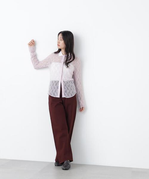 N.(N. Natural Beauty Basic)(エヌエヌナチュラルビューティーベーシック)の「シアーレースシャツ(シャツ/ブラウス・レディース・ブラック/オフホワイト/ラベンダー・フリ-)」の6枚目の写真