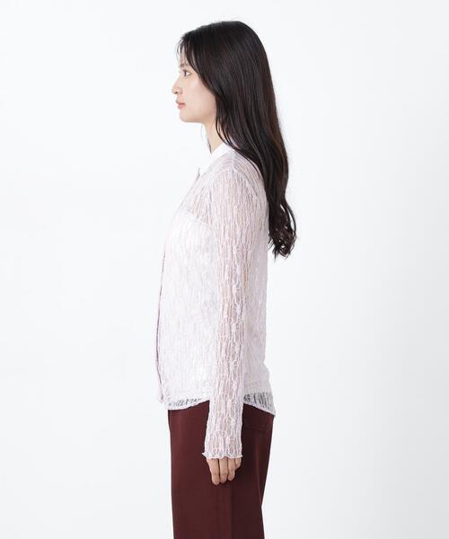 N.(N. Natural Beauty Basic)(エヌエヌナチュラルビューティーベーシック)の「シアーレースシャツ(シャツ/ブラウス・レディース・ブラック/オフホワイト/ラベンダー・フリ-)」の7枚目の写真