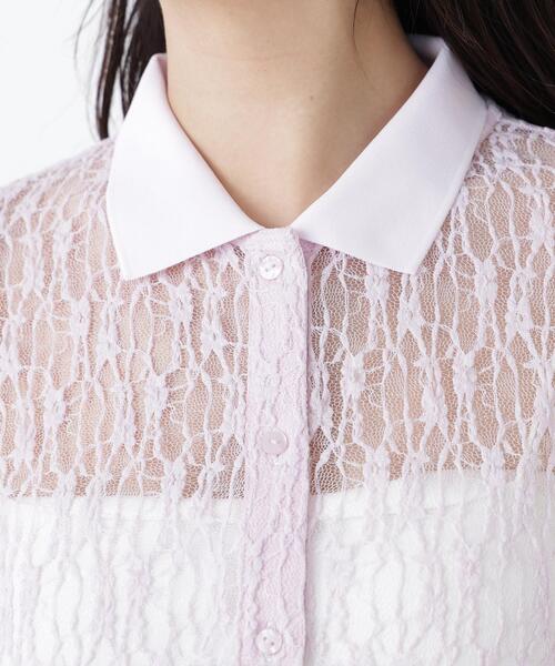 N.(N. Natural Beauty Basic)(エヌエヌナチュラルビューティーベーシック)の「シアーレースシャツ(シャツ/ブラウス・レディース・ブラック/オフホワイト/ラベンダー・フリ-)」の9枚目の写真