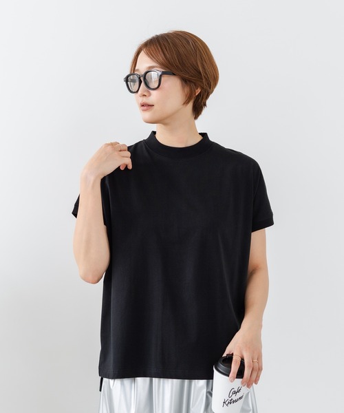 fort point(フォーポイント)の「【C-FORTPOINT/フォートポイント】【ストレッチ性抜群の冷感素材を使用】フレンチスリーブ モックネックTシャツ プチハイネック プルオーバー 接触冷感 涼しい 二の腕カバー サイドスリット(Tシャツ/カットソー・レディース・ライトグレー/ブラック/ブラウン/オフホワイト/グリーン・FREE)」の15枚目の写真