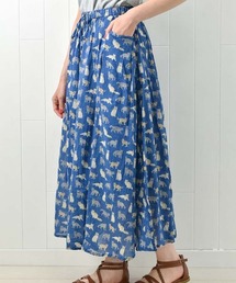 Bleu Bleuet（ブルーブルーエ）の「ねこ柄コットンボイルスカート（スカート）」
