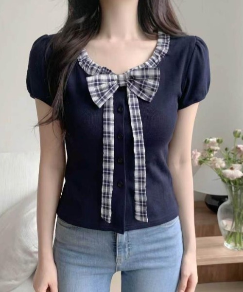 semplice(センプリチェ)の「Tシャツ【韓国ファッション】(Tシャツ/カットソー・レディース・グレー/ネイビー/ホワイト・F)」の5枚目の写真