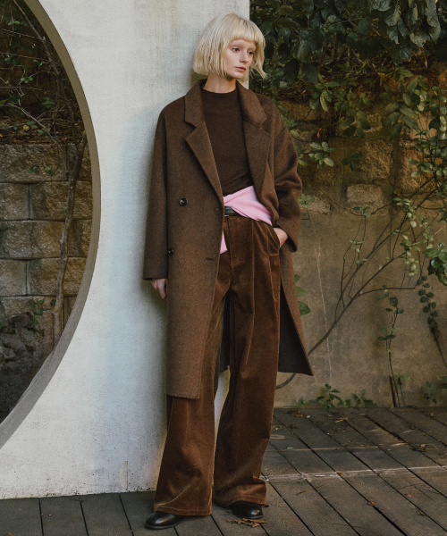 LEFTSEOUL（レフトソウル）の「カシミヤハンドメイドダブルロングコート[ブラウン]（チェスターコート・レディース・ブラウン・FREE）」の3枚目の写真