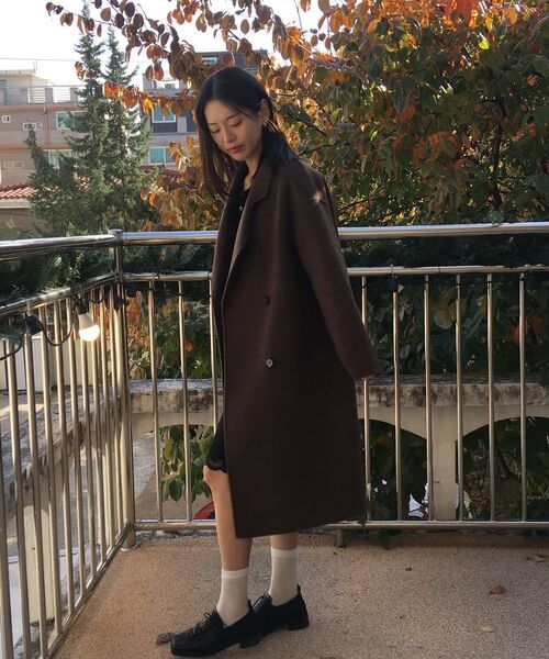 LEFTSEOUL（レフトソウル）の「カシミヤハンドメイドダブルロングコート[ブラウン]（チェスターコート・レディース・ブラウン・FREE）」の5枚目の写真
