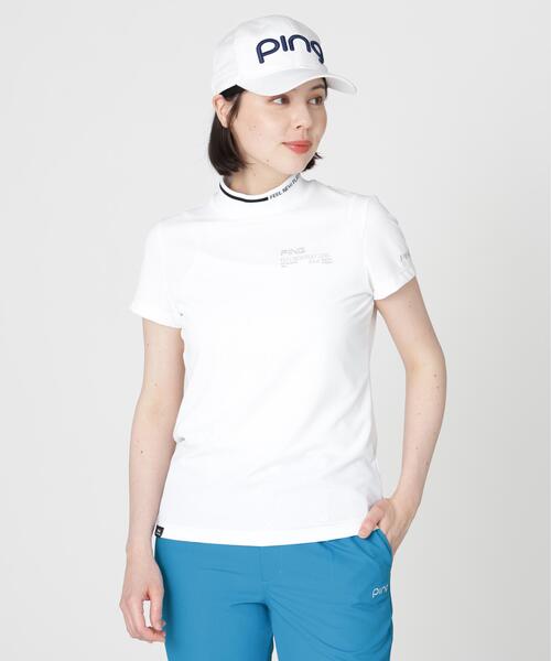 PING(ピン)の「【PING APPAREL】ワッフルロゴジャカード衿半袖ハイネックシャツ (LADIES)(Tシャツ/カットソー・レディース・ホワイト/グレー/ブラック・L/M/S/LL)」の2枚目の写真