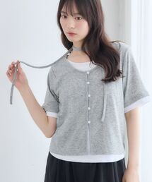 フェイクレイヤード半袖カットソー