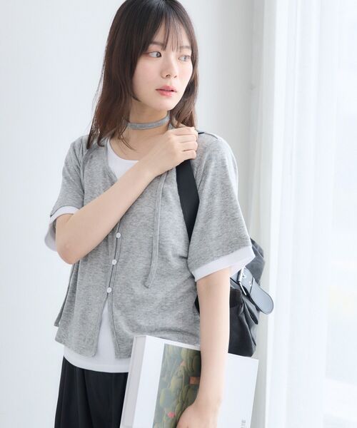 RETRO GIRL(レトロガール)の「フェイクレイヤード半袖カットソー(Tシャツ/カットソー・レディース・ライトグレー/ブルー/ブラウン・FREE)」の7枚目の写真