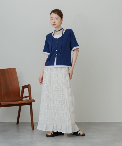 RETRO GIRL(レトロガール)の「フェイクレイヤード半袖カットソー(Tシャツ/カットソー・レディース・ライトグレー/ブルー/ブラウン・FREE)」の12枚目の写真