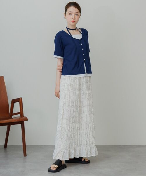 RETRO GIRL(レトロガール)の「フェイクレイヤード半袖カットソー(Tシャツ/カットソー・レディース・ライトグレー/ブルー/ブラウン・FREE)」の14枚目の写真