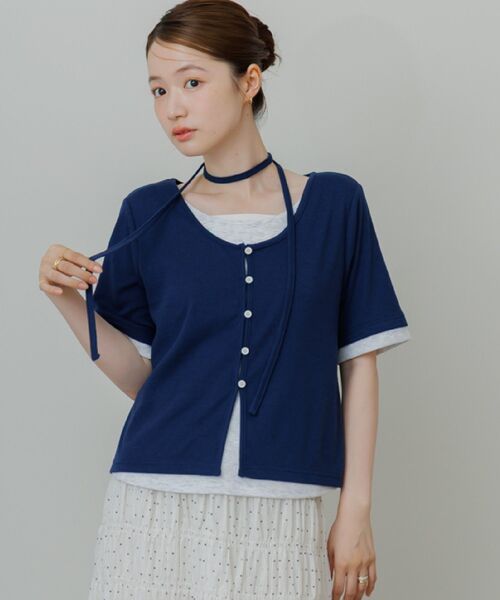 RETRO GIRL(レトロガール)の「フェイクレイヤード半袖カットソー(Tシャツ/カットソー・レディース・ライトグレー/ブルー/ブラウン・FREE)」の15枚目の写真