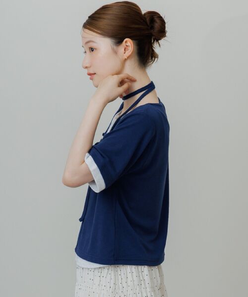 RETRO GIRL(レトロガール)の「フェイクレイヤード半袖カットソー(Tシャツ/カットソー・レディース・ライトグレー/ブルー/ブラウン・FREE)」の17枚目の写真