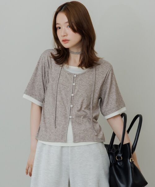 RETRO GIRL(レトロガール)の「フェイクレイヤード半袖カットソー(Tシャツ/カットソー・レディース・ライトグレー/ブルー/ブラウン・FREE)」の21枚目の写真