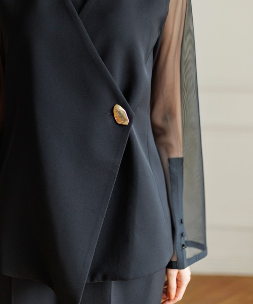 form forma（フォルムフォルマ）の「ジレ×シアートップス×ワイドパンツ3点セット/パーティードレス/結婚式/パーティー/お呼ばれ（パンツドレス・レディース・ブラック/グレー・9号/13号）」の20枚目の写真