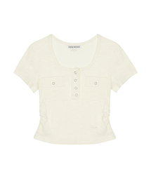HENLEY NECK BUTTON TOP_BEIGE