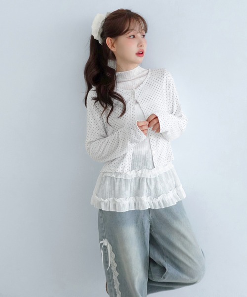 by muni:r（バイ ムニール）の「レースハイネック フリルTシャツ/2026 AW COLLECTION（Tシャツ/カットソー・レディース・ホワイト・FREE）」の9枚目の写真
