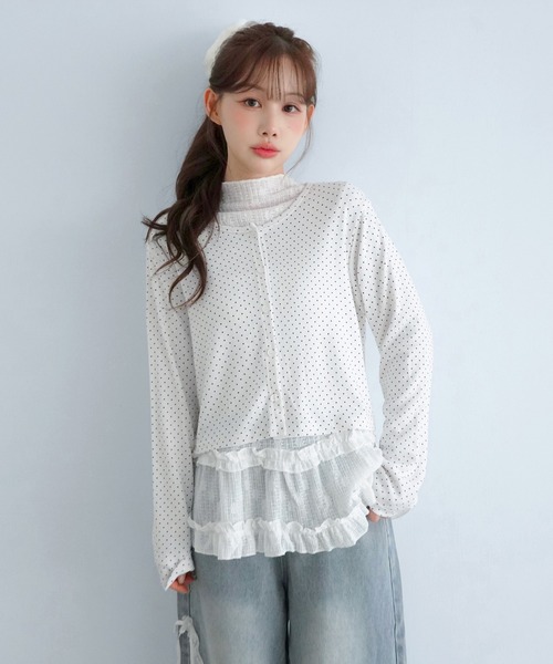 by muni:r（バイ ムニール）の「レースハイネック フリルTシャツ/2026 AW COLLECTION（Tシャツ/カットソー・レディース・ホワイト・FREE）」の10枚目の写真