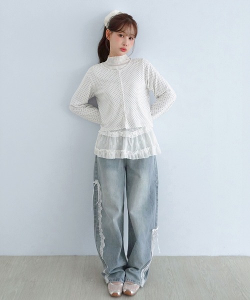 by muni:r（バイ ムニール）の「レースハイネック フリルTシャツ/2026 AW COLLECTION（Tシャツ/カットソー・レディース・ホワイト・FREE）」の11枚目の写真