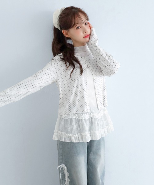 by muni:r（バイ ムニール）の「レースハイネック フリルTシャツ/2026 AW COLLECTION（Tシャツ/カットソー・レディース・ホワイト・FREE）」の12枚目の写真