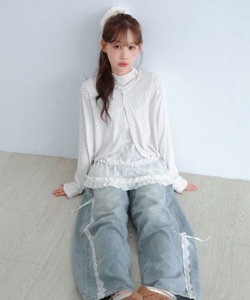 by muni:r（バイ ムニール）の「レースハイネック フリルTシャツ/2026 AW COLLECTION（Tシャツ/カットソー・レディース・ホワイト・FREE）」の13枚目の写真